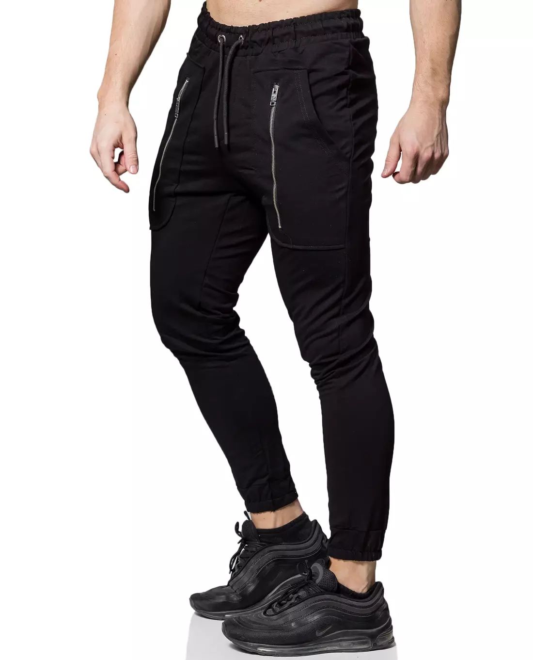 Premium Black College Pants Zippers Jerone